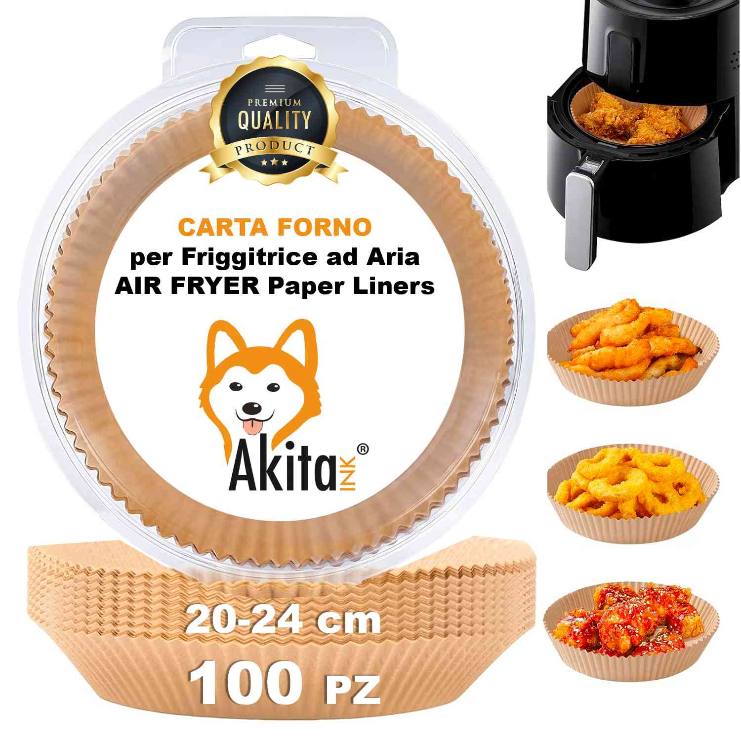 100 Fogli carta da forno per friggitrice ad aria 20-24cm foto 2