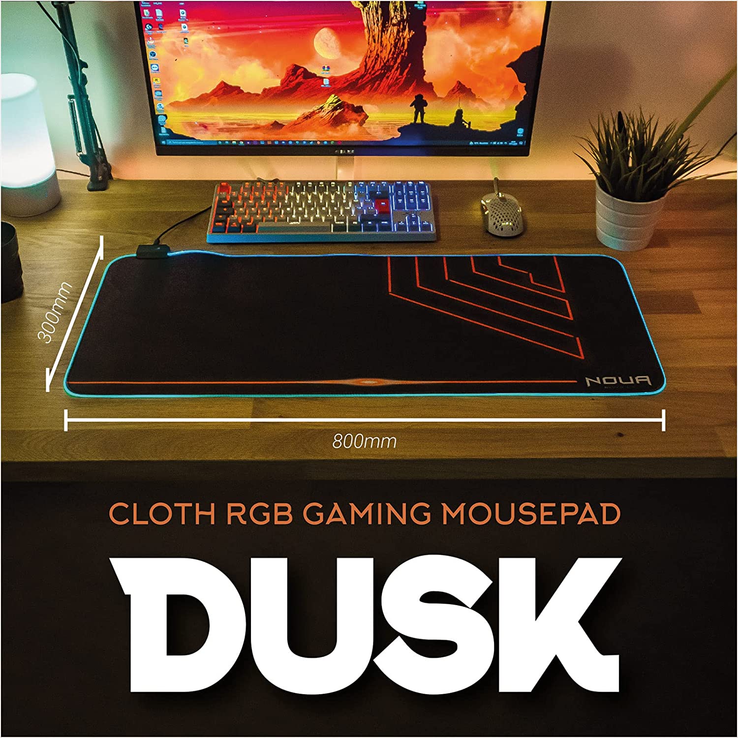 Noua Dusk Tappetino Mouse Gaming RGBGrande Mouse Pad 14 Effetti Luce XXL 800x300 foto 4