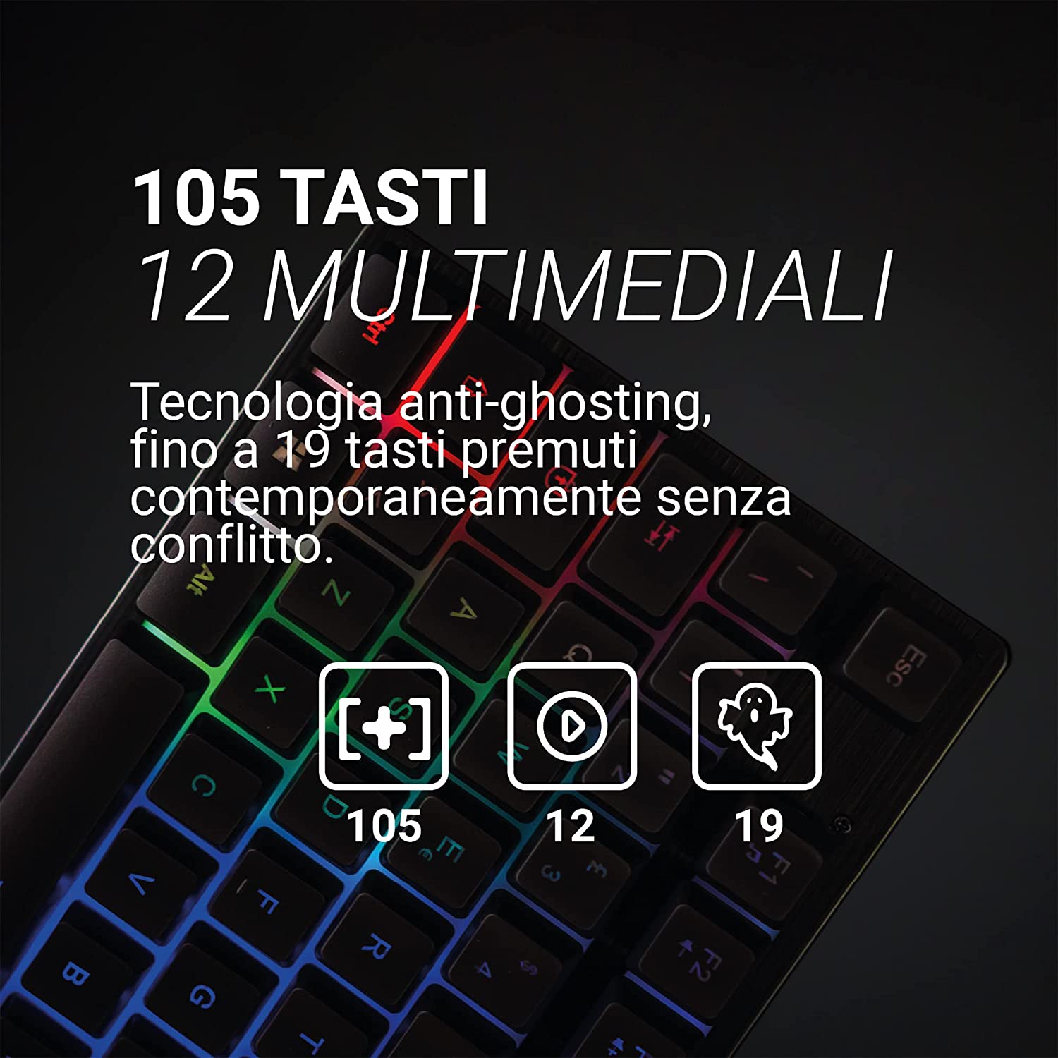 Tastiera gaming Noua  shield membranical RGB foto 4