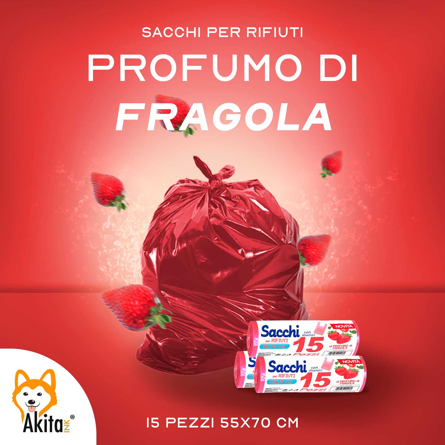 Akitaink Sacchi spazzatura Antiforo con Manici - Profumati - 120 pz da 45L foto 6