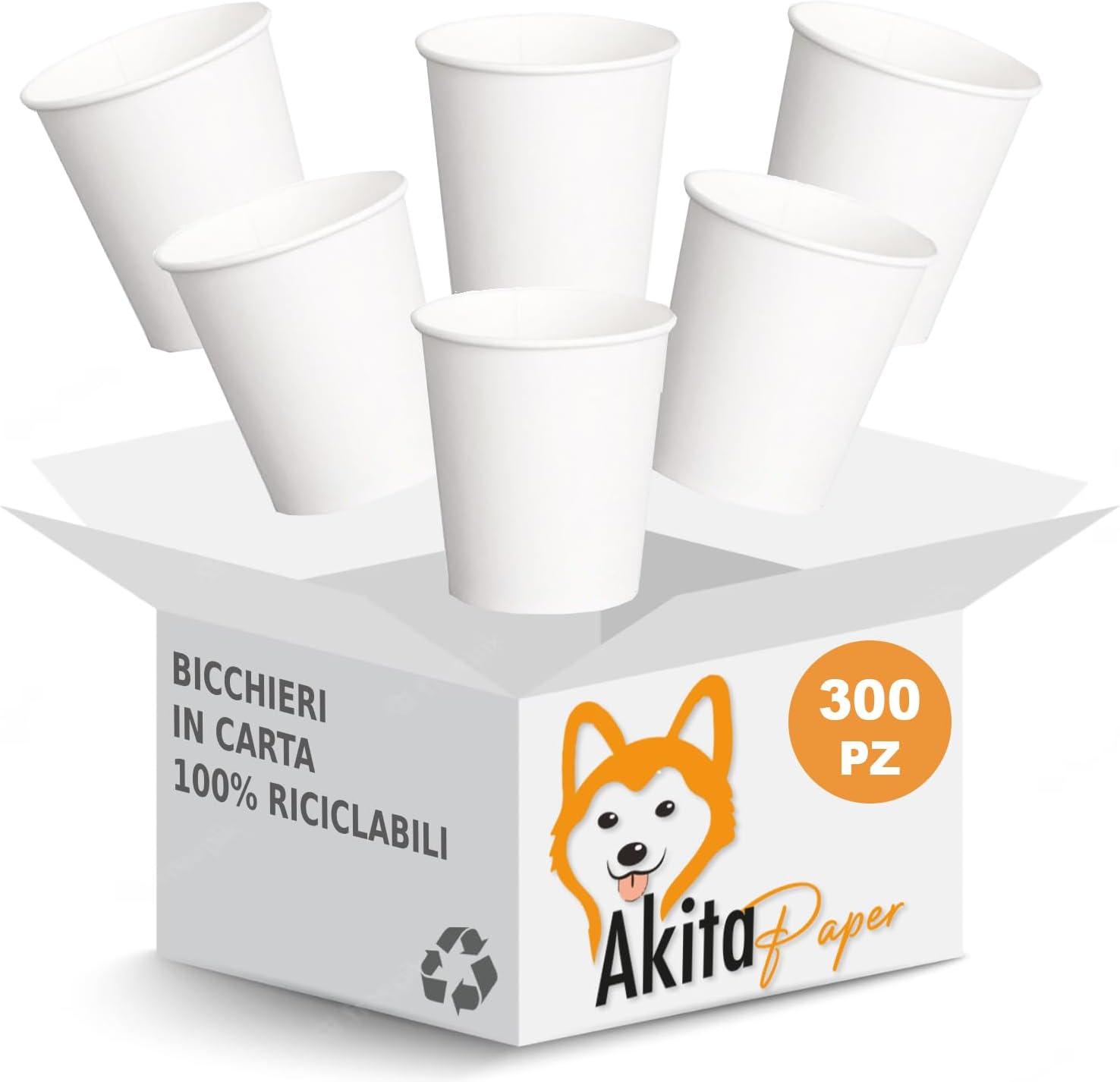AkitaINK 300 pz Bicchieri Monouso in Carta Bianchi da 200 ml foto 2