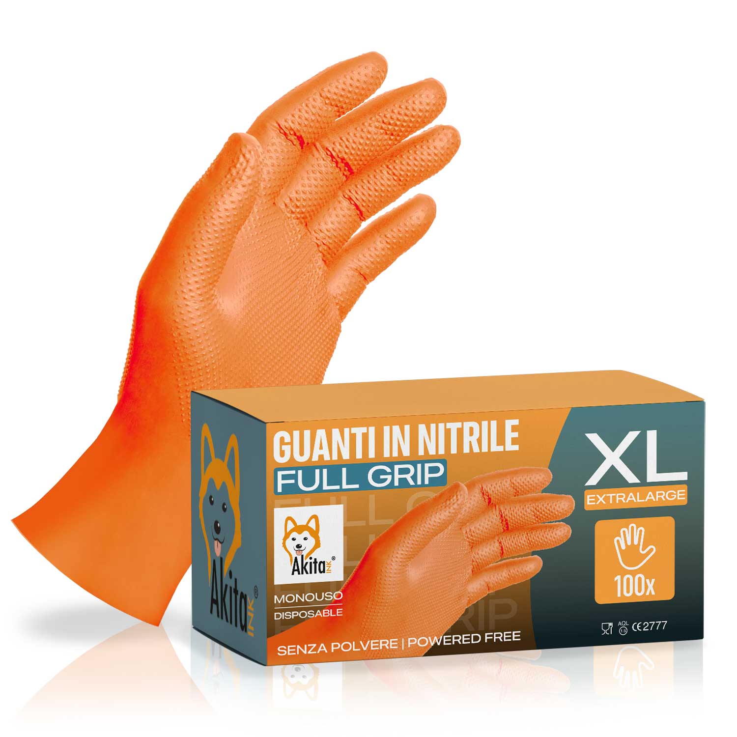 Guanti in nitrile extra resistenti 8,5g akitaink - full grip | heavy duty tg. xl.