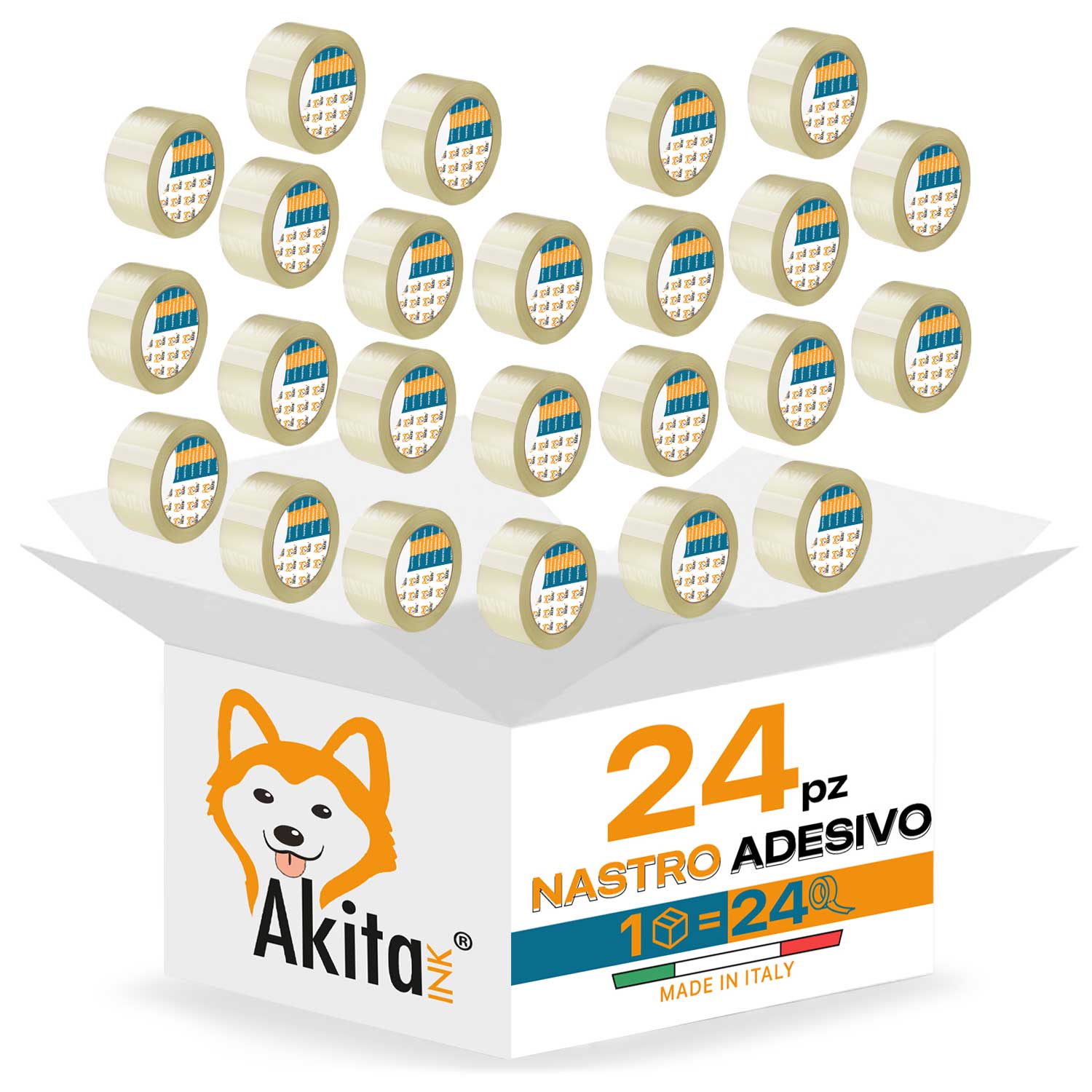 Akitaink Nastro adesivo pacchi imballaggi trasparente 50x66 mt Silenzioso 24 pcs foto 2