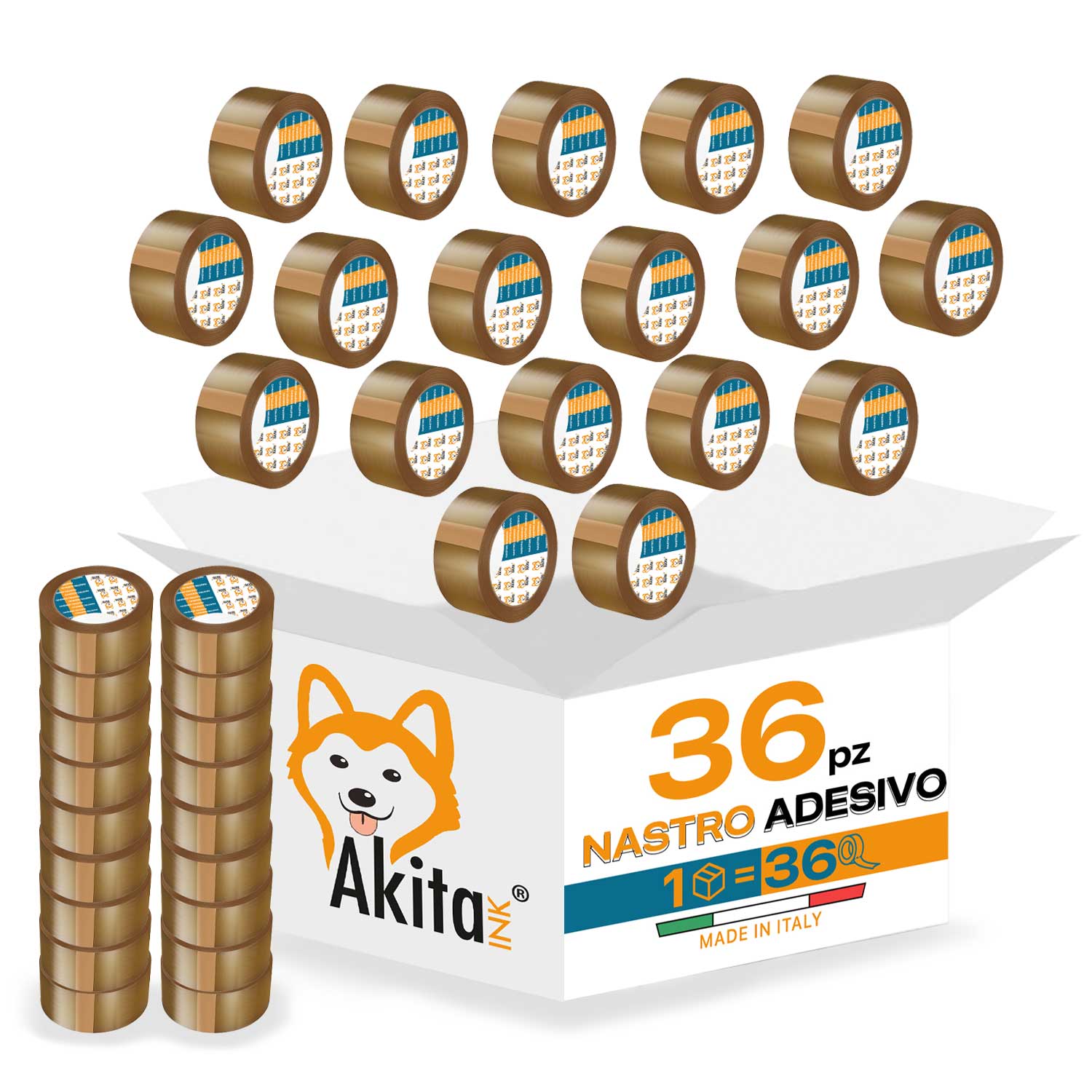 Akitaink Nastro adesivo pacchi imballaggi Avana 50x66 mt Silenzioso 36 pcs foto 2