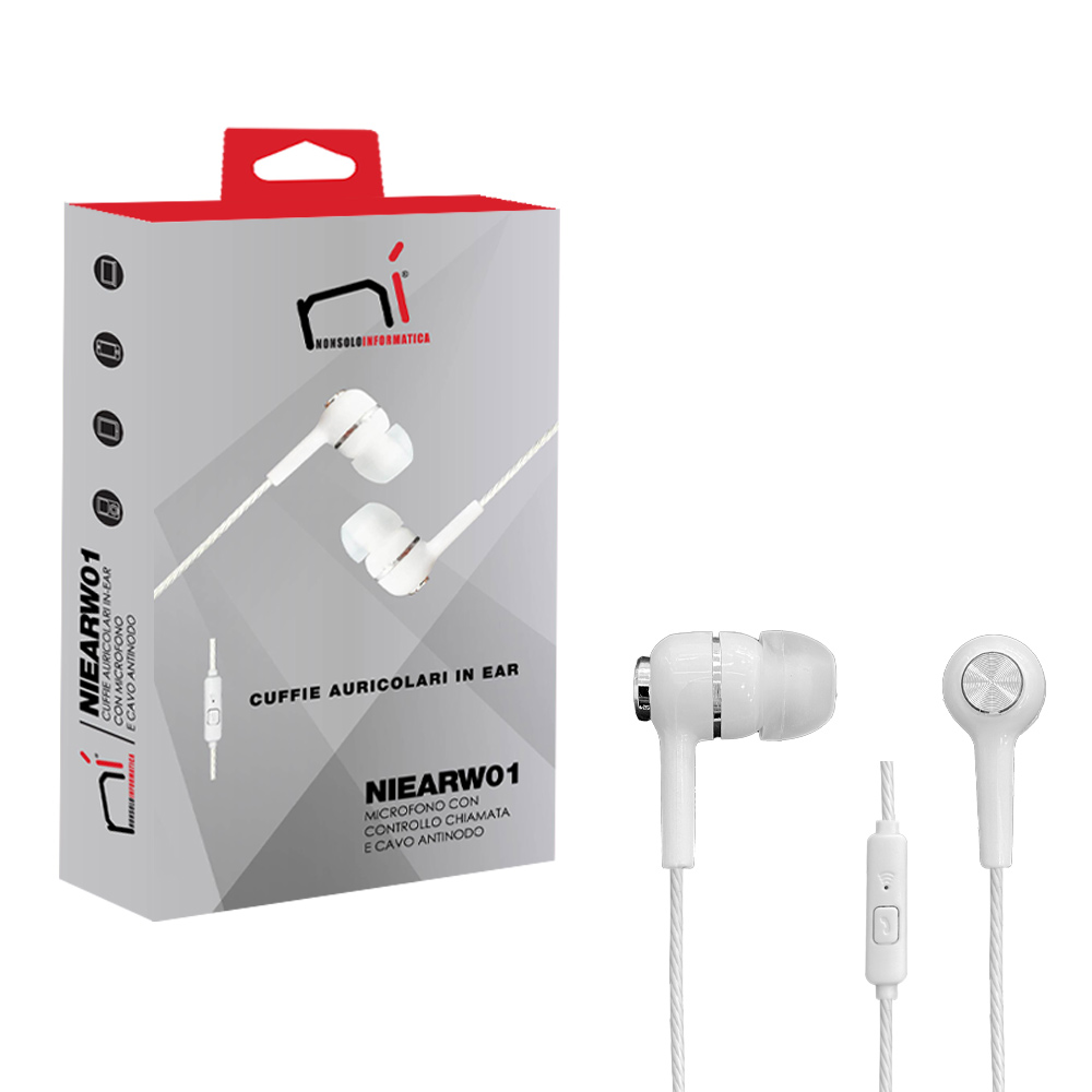 Auricolari con microfono In-Ear isolamento rumore pc smartphone tablet bianco foto 2