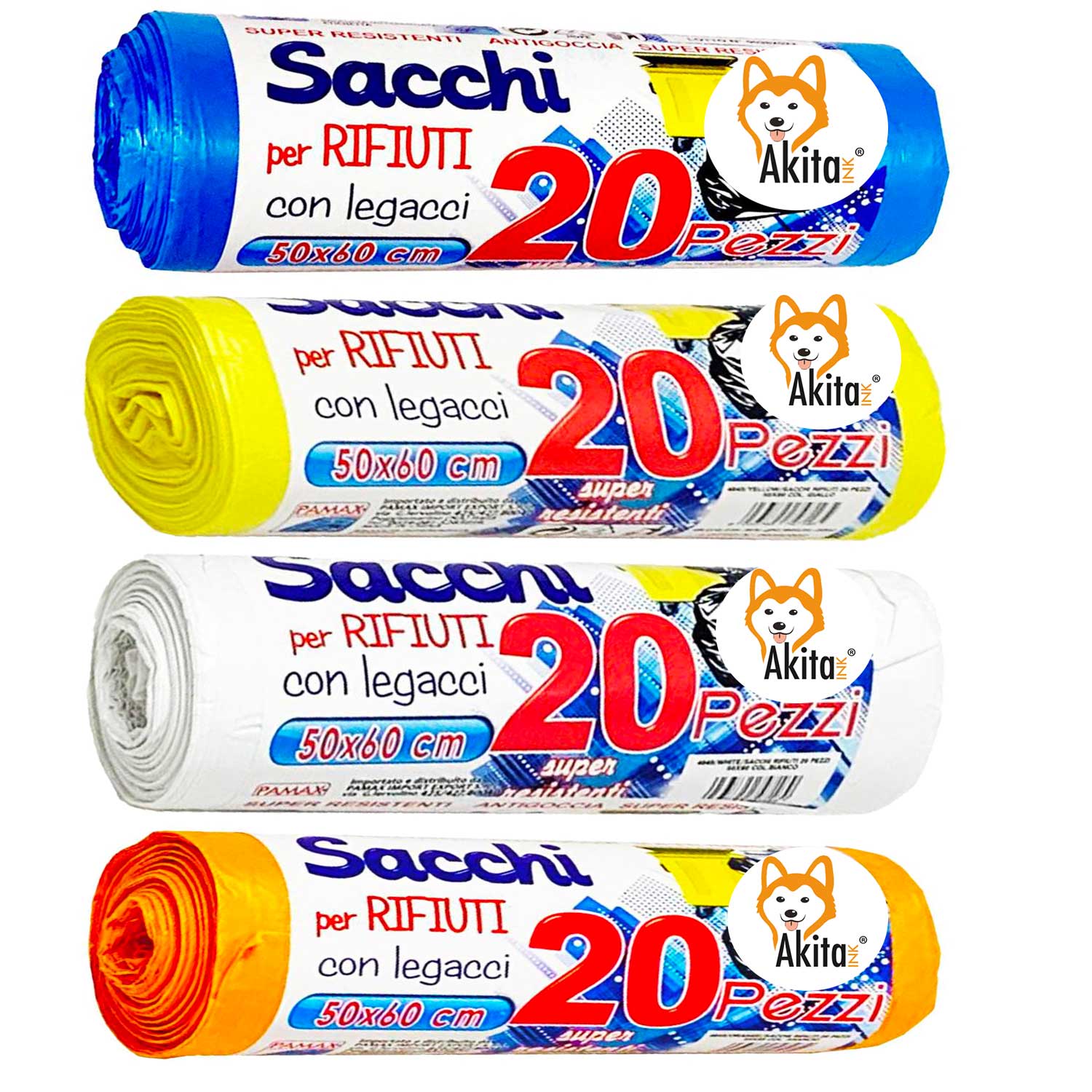 80 sacchi per pattumiera 50X60 AkitaInk Sacchi Alta Resistenza, 30L foto 2