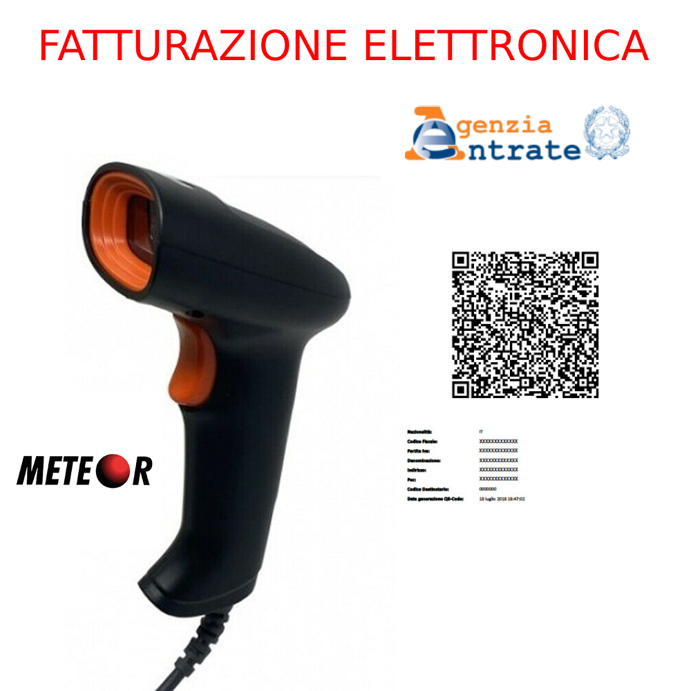Meteor MT38 Barcode Lettore Codici a Barre 2D 1D QR code Fattura elettronica  - Nonsoloinformatica