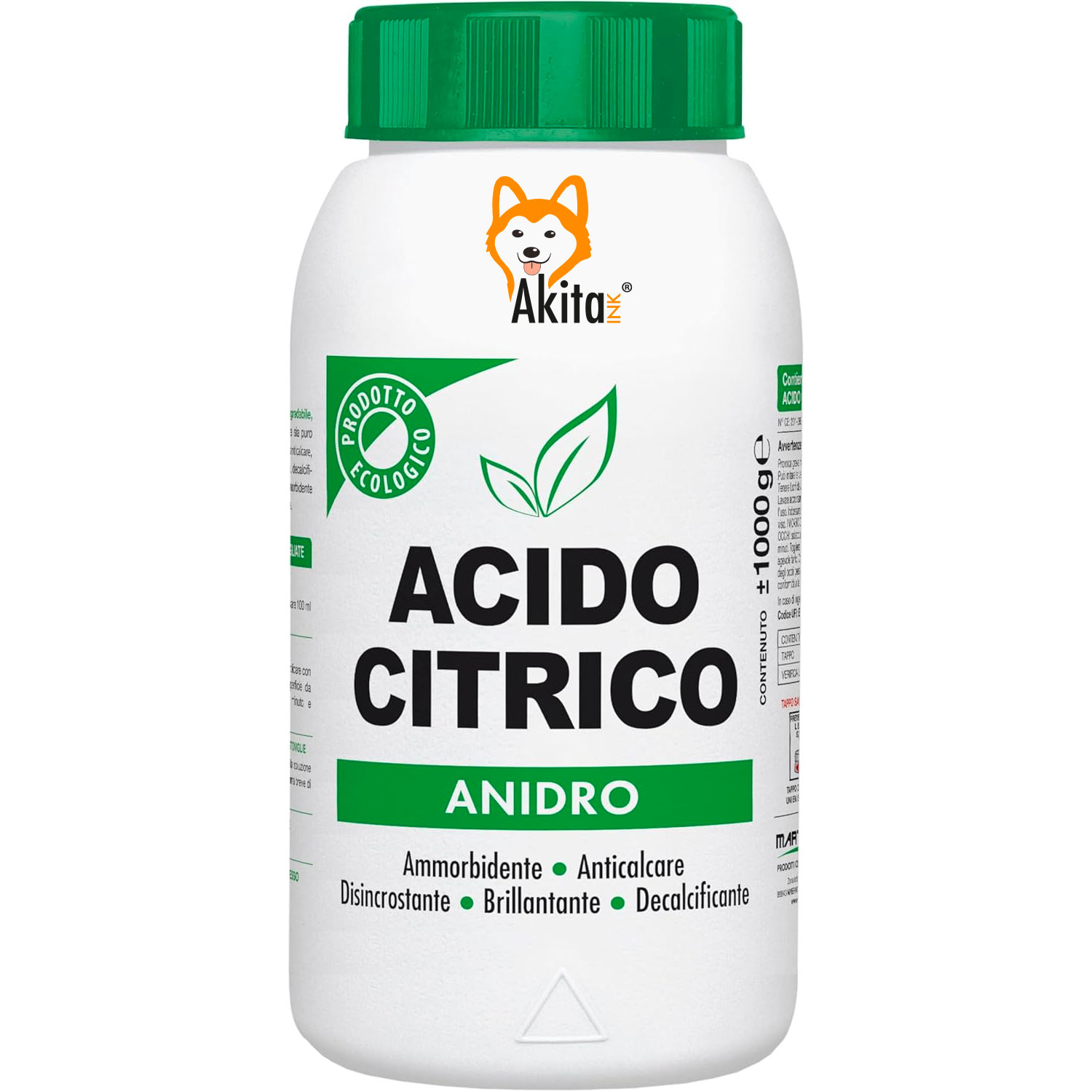 Akitaink acido citrico anidro naturale ecologico, multiuso e versatile 1kg