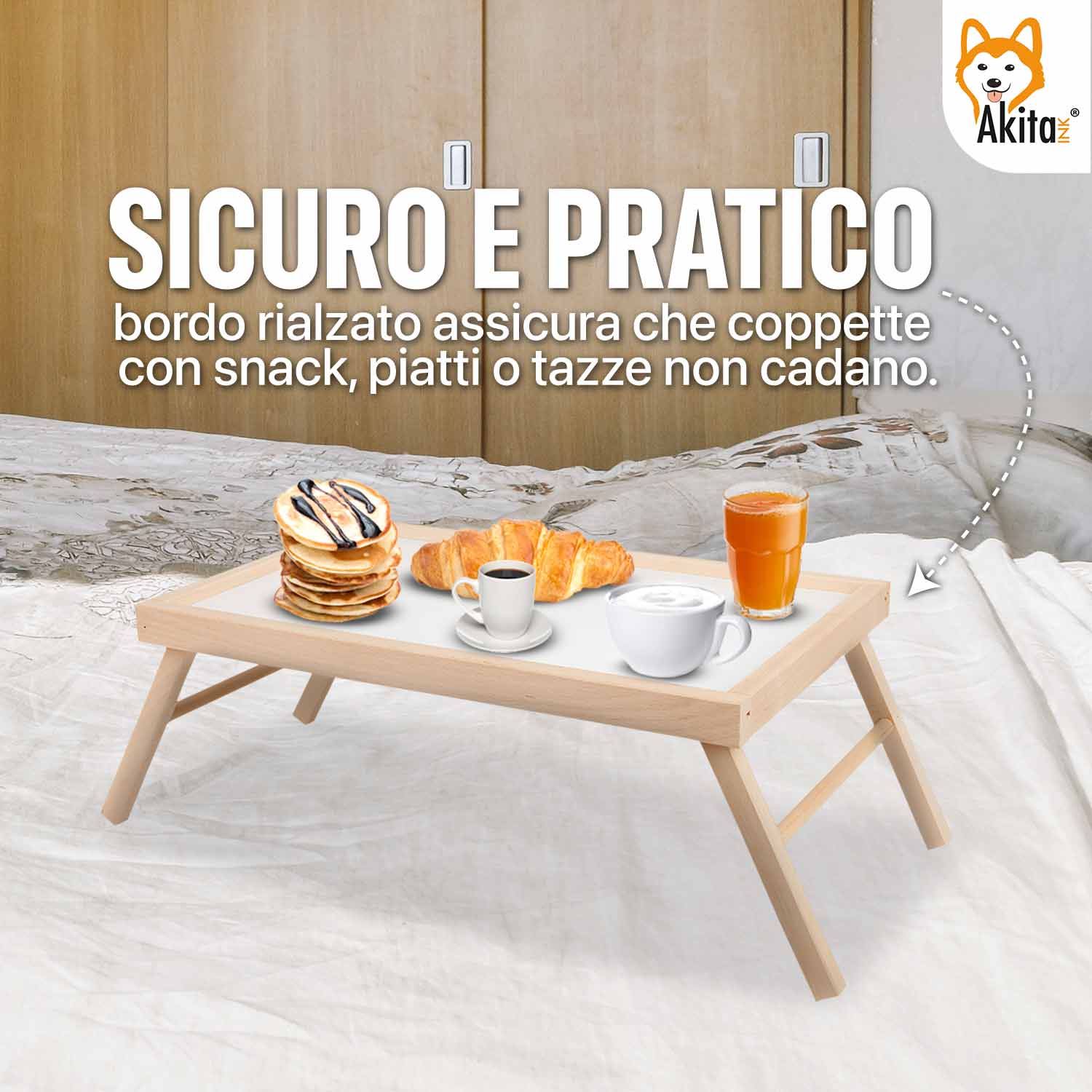 Akitaink Tavolino da Letto Pieghevole, Vassoio da Poltrona, Colazione 33x50x21.5 foto 6