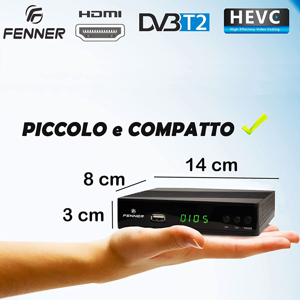 Decoder DVB-T2 HD 1080p Digitale terrestre autosintonizzazione HDMI HEVC H265 foto 4