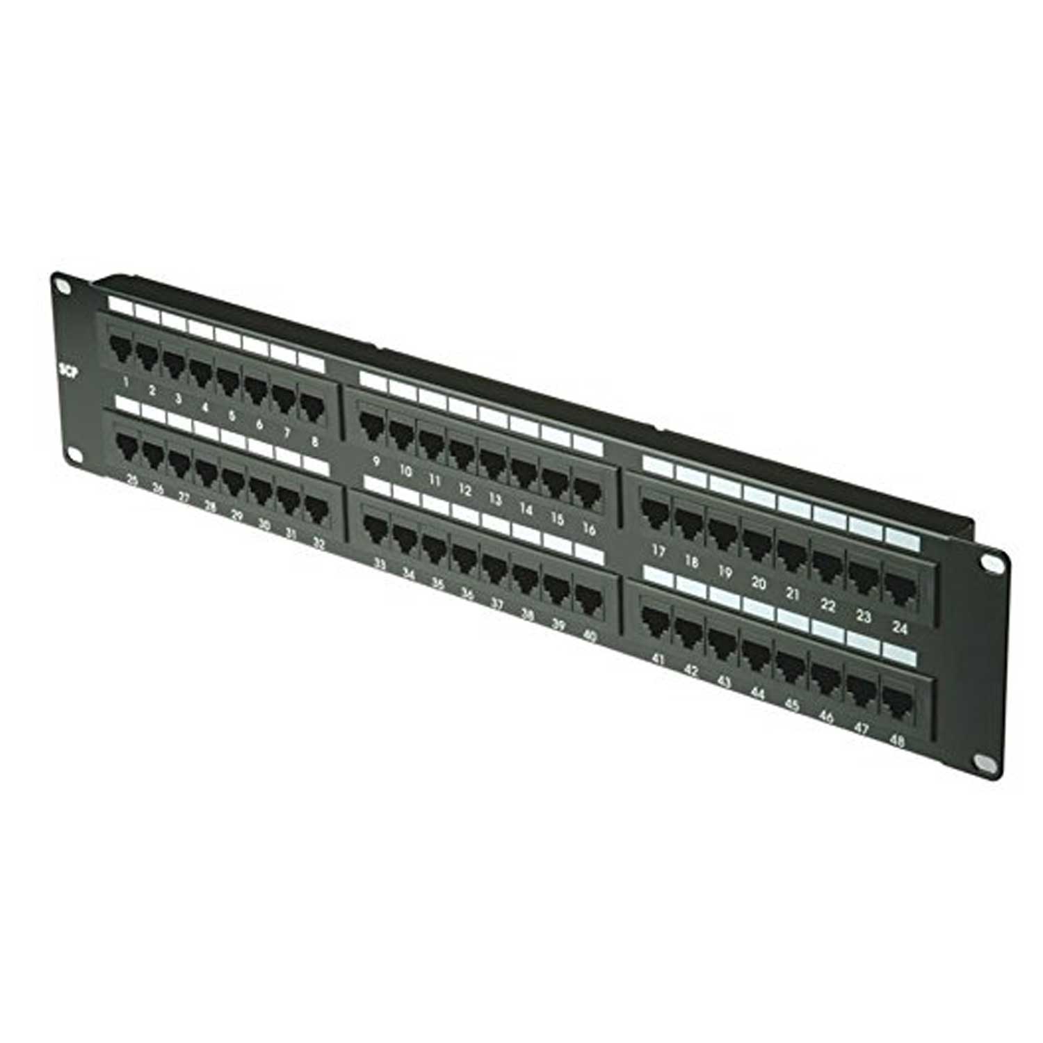 MACHPOWER PATCH PANEL 48 PORTE RJ45 UTP CAT. 6 RACK 19 NERO foto 2