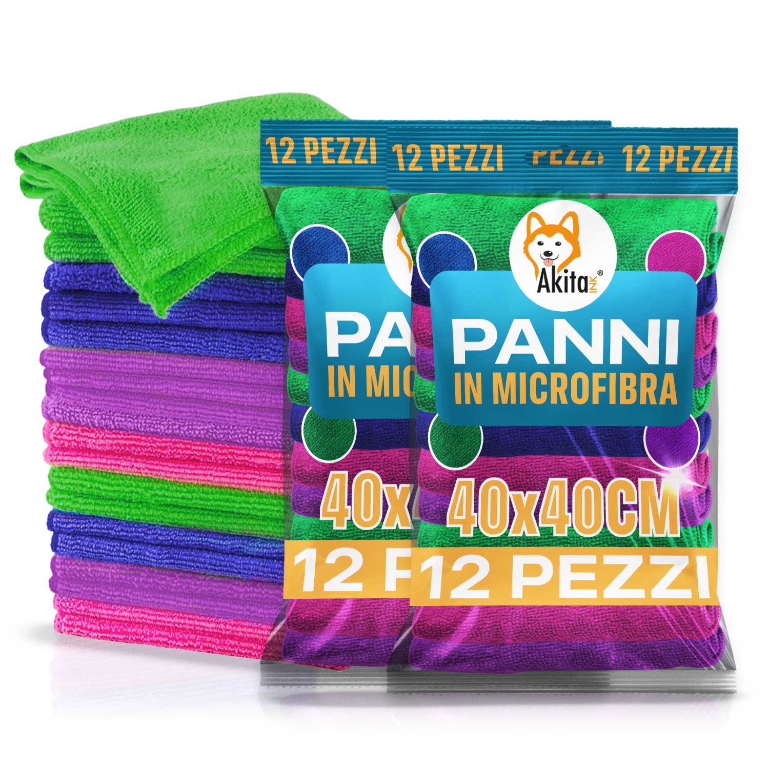 24 pz Panni in microfibra 40x40 cm colorati Lavabili in Lavatrice Riutilizzabili foto 2