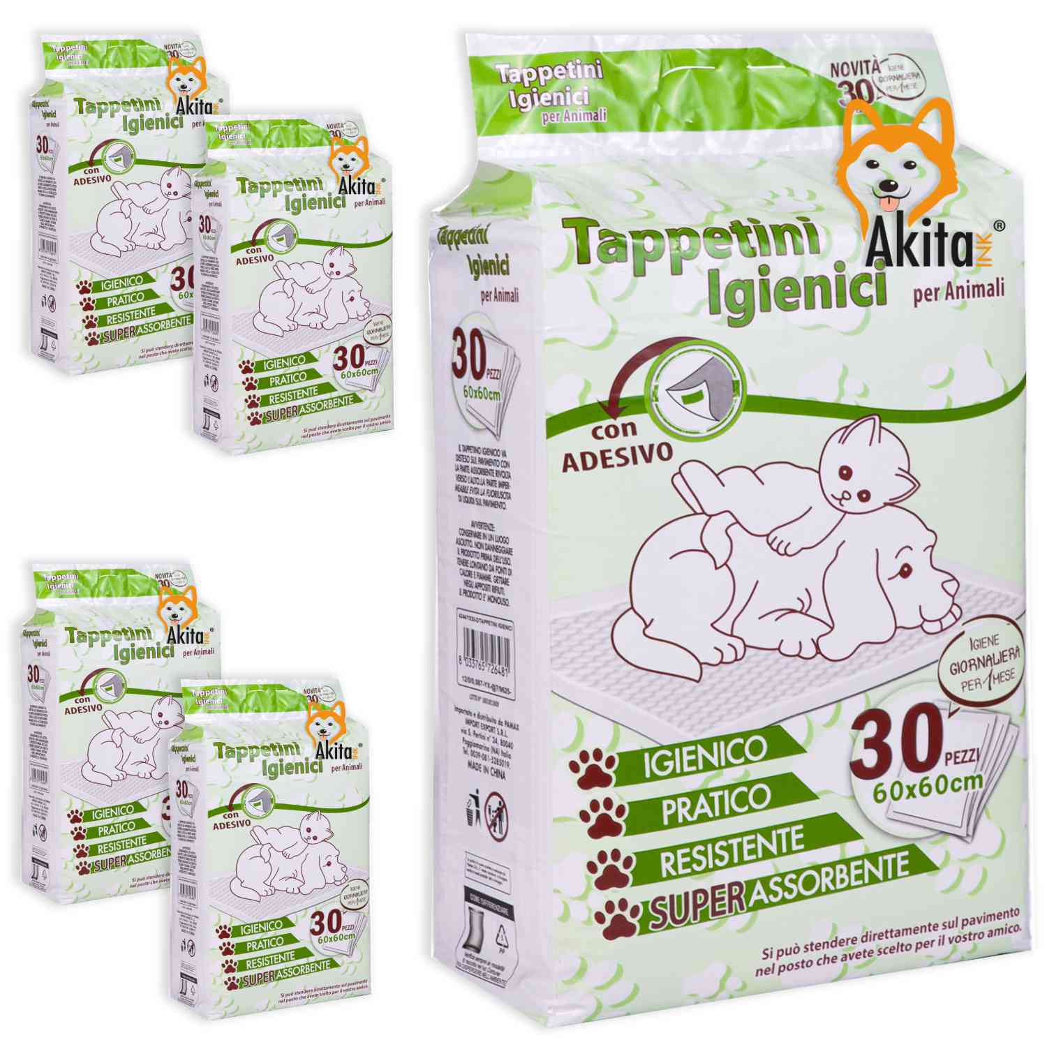 Akitaink 120 Traverse per Animali Super Assorbenti - Tappetini Igienici 60X60 cm foto 2