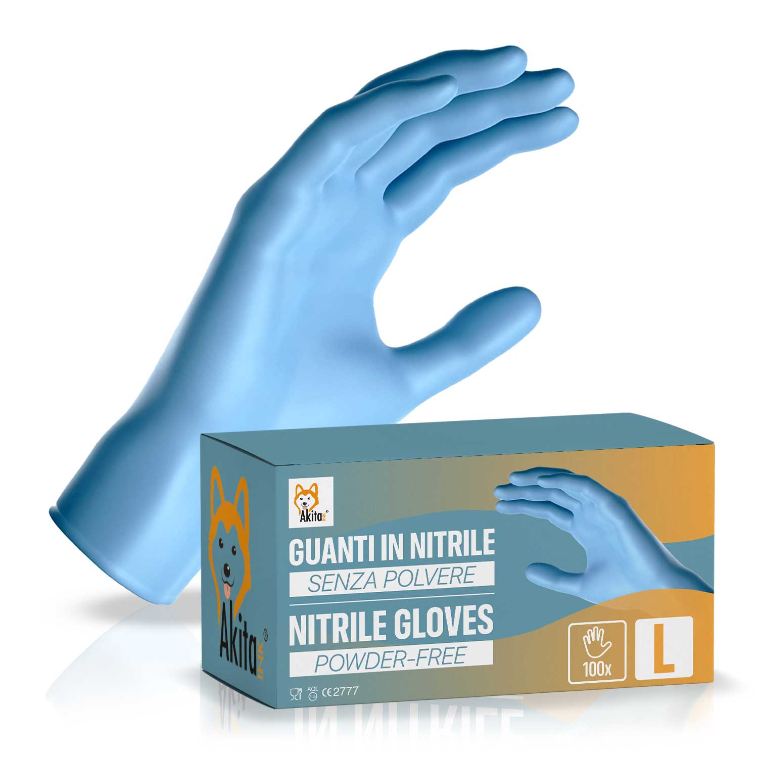 Guanti in nitrile senza polvere per ambiti medici e alimentari 100 blu tg, l.