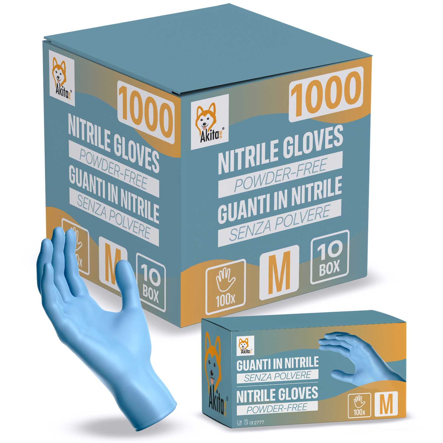 Guanti in nitrile senza polvere per ambiti medici e alimentari 1000 blu tg, m