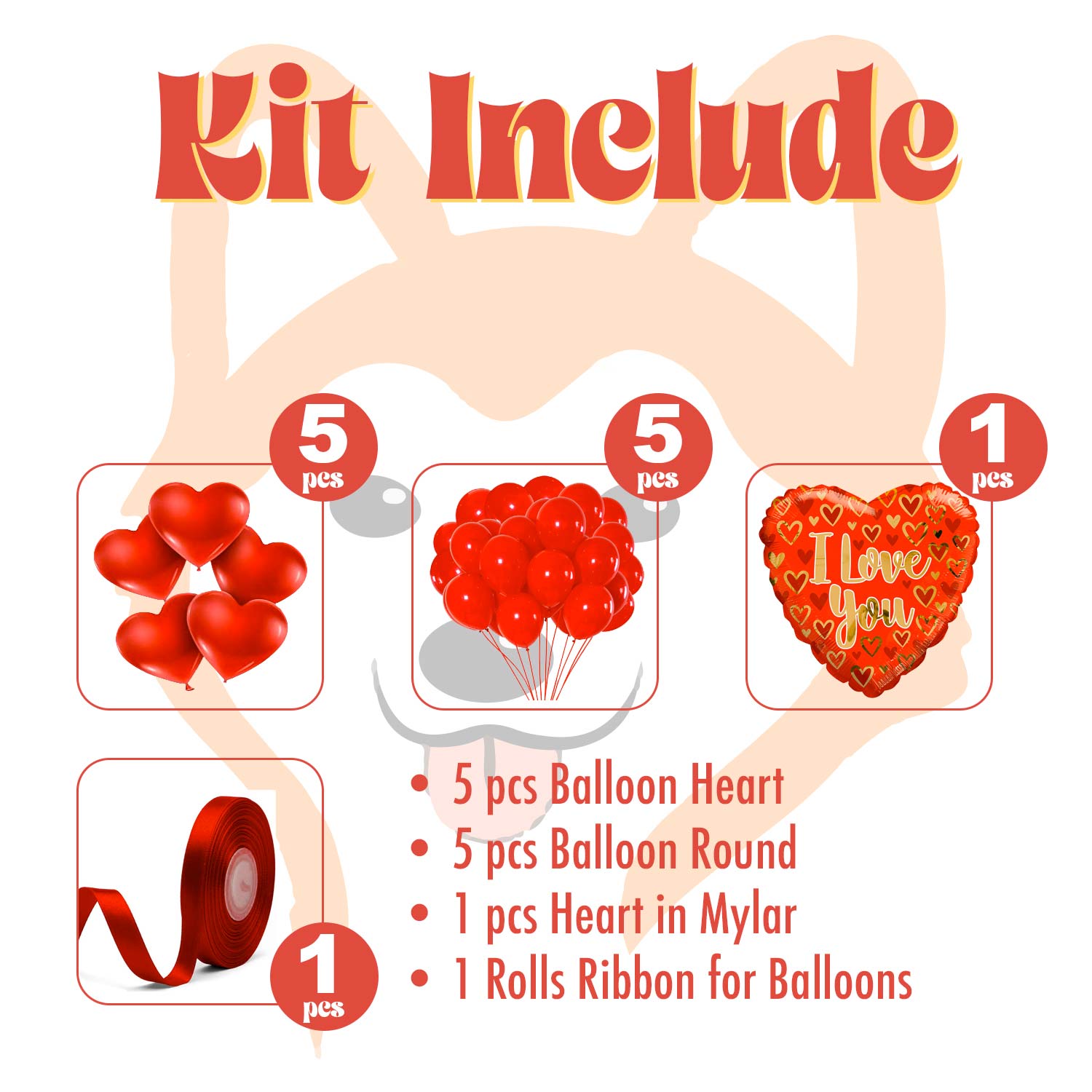 Kit bouquet di palloncini con cuore XXL Cuori sospesi Decorazione Romantica foto 3