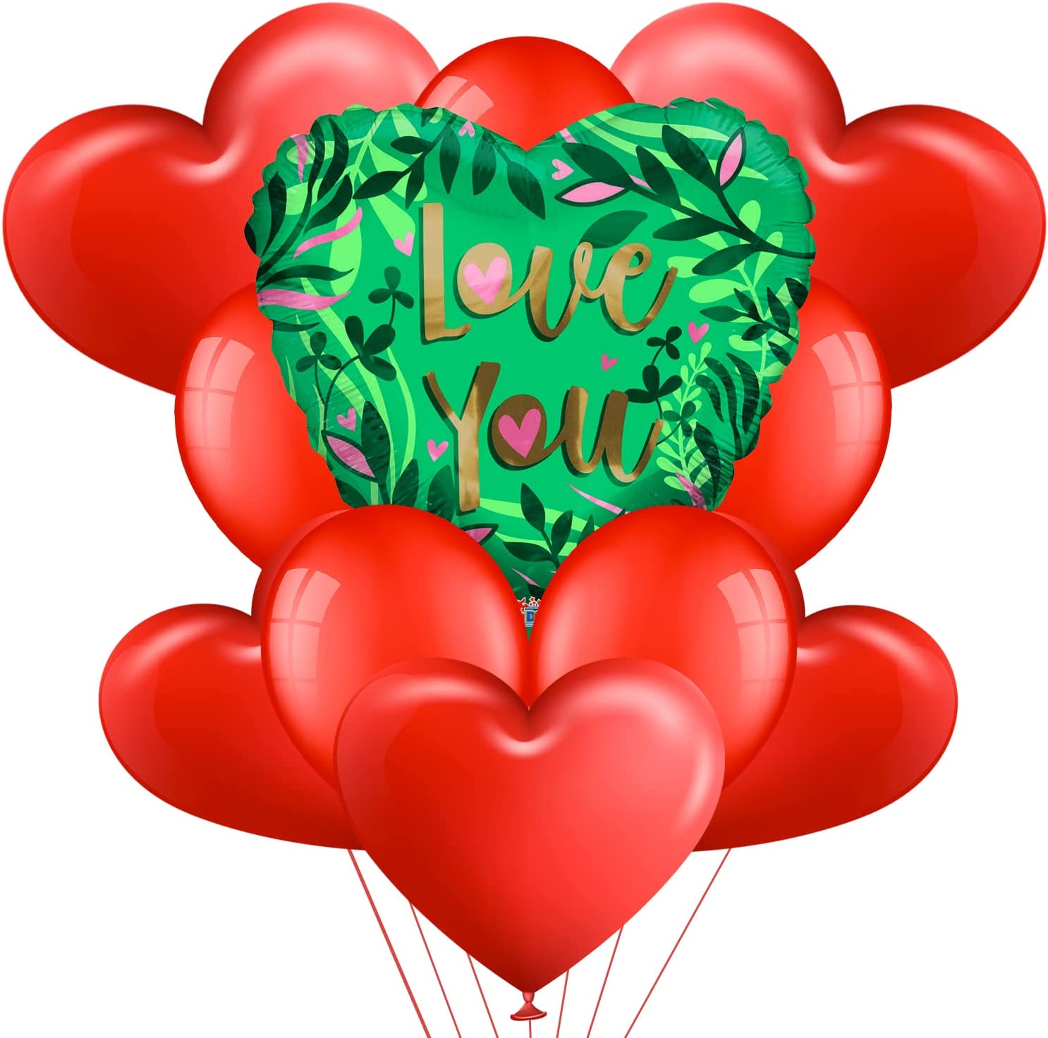 Palloncino a cuore verde foresta con testo I Love You 18 foto 2