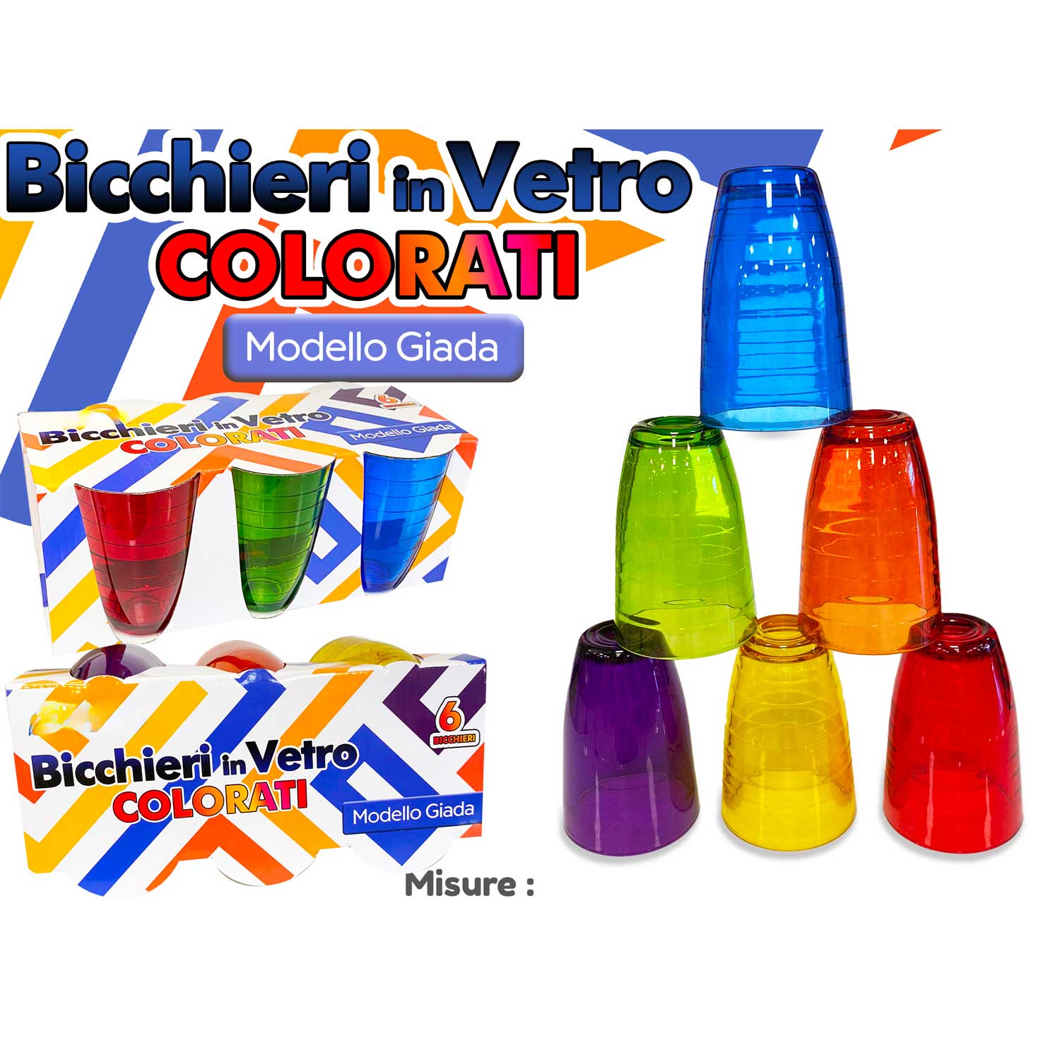 Akitaink Bicchieri acqua vetro colorati Set 6 Bicchieri, 6 pezzi cc 350 ml Giada foto 3