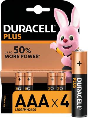 Duracell Plus Batterie Mini Stilo LR03 MN2400 AAA Alcaline 4pz foto 2