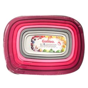 Galileo Set 6 Contenitori Rettangolari Con Coperchio Rosa foto 2