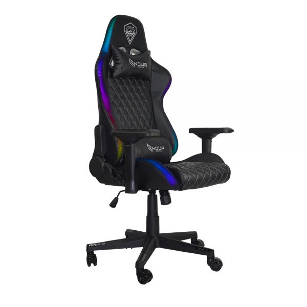 POLTRONA GAMING NOUA MAO M9K0 RGB POGGIA TESTA E CUSCINO BLACK foto 2