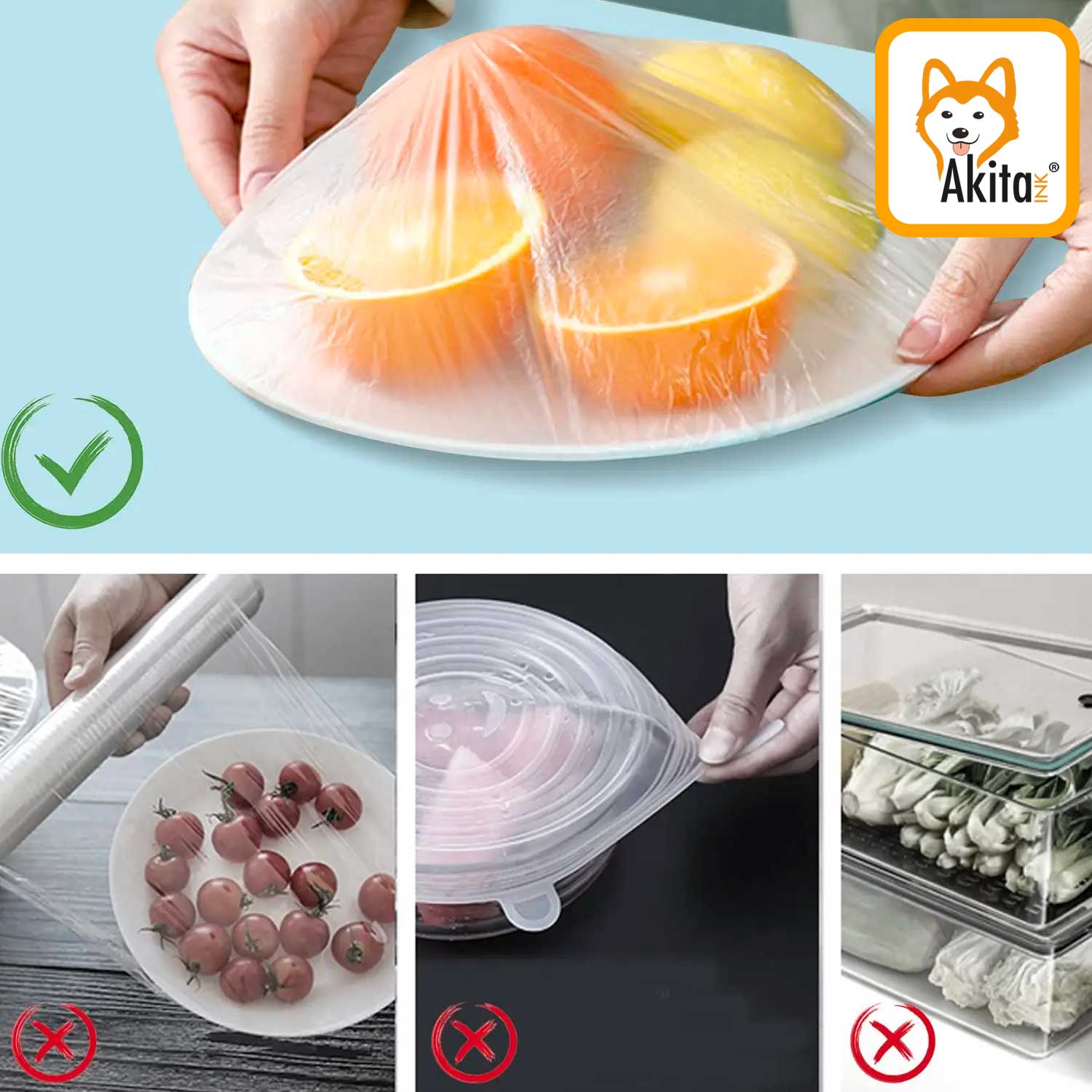 Akitaink Sacchetti Trasparenti per Alimenti con Elastico - 120 PZ foto 6